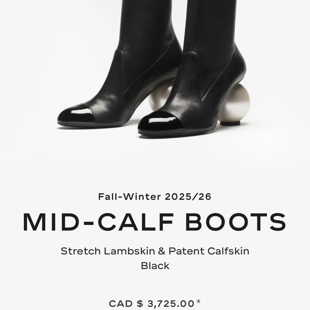 Chanel Black Mid-Calf Boots Pearl